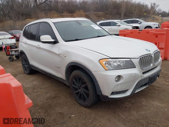 2013 BMW X3 xDrive28i with VIN 5UXWX9C55D0A27106, listed as a IAAI auction lot 41468713 with 198,996 mi miles. Bid and sale history available at carsss.com. Image 1.