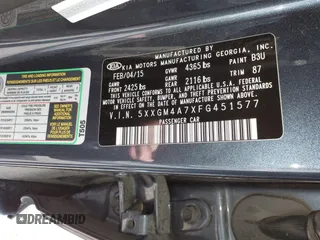2015 Kia Optima LX z VIN 5XXGM4A7XFG451577, wystawiony jako IAAI lot #41771277 z przebiegiem 60 103 mil mil oraz . Historia ofert i sprzedaży dostępna na DreamBid. Obrazek 9.