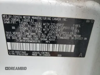 2013 Toyota RAV4 XLE с VIN 2T3RFREV9DW080916, выставлен на аукционе Copart как лот 61061755 с пробегом 145 700 миль миль и Списание • Salvage title. История ставок и продаж доступна на DreamBid. Изображение 13.