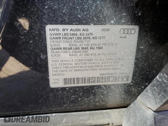 2020 Audi Q5 Prestige with VIN WA1CNAFY7L2082149, listed as a Copart auction lot 51897155 with 32,362 mi miles and Clean title. Bid and sale history available at DreamBid. Image 12.
