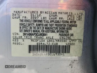 2012 Nissan Sentra S with VIN 3N1AB6AP3CL693041, listed as a Copart auction lot 63738415 with 144,112 mi miles and Salvage title. Bid and sale history available at DreamBid. Image 13.