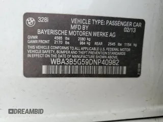 2013 BMW 3 Series 328i xDrive z VIN WBA3B5G59DNP40982, wystawiony jako Copart lot #62220845 z przebiegiem 152 820 mil mil oraz Czysty tytuł • Clean title. Historia ofert i sprzedaży dostępna na DreamBid. Obrazek 12.