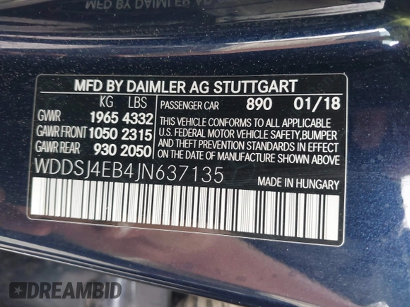 2018 Mercedes-Benz CLA 250 с VIN WDDSJ4EB4JN637135, выставлен на аукционе IAAI как лот 42385034 с пробегом 79 734 миль миль и . История ставок и продаж доступна на DreamBid. Изображение 9.