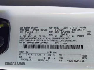 2017 Ford F-150 XL с VIN 1FTEW1EF8HKC09462, выставлен на аукционе IAAI как лот 42284649 с пробегом 20 659 миль миль и . История ставок и продаж доступна на DreamBid. Изображение 9.