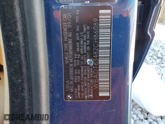 2002 BMW 5 Series 530iA with VIN WBADT63482CH86089, listed as a Copart auction lot 77243944 with 116,240 mi miles and Salvage Title. Bid and sale history available at carsss.com. Image 12.