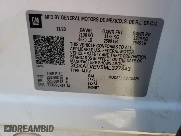 2021 GMC Terrain SLT with VIN 3GKALVEV5ML327343, listed as a Copart auction lot 40840963 with 13,528 mi miles and Salvage Title. Bid and sale history available at DreamBid. Image 12.
