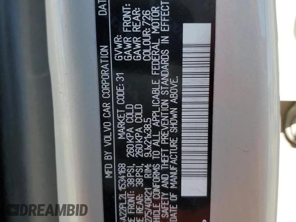 2020 Volvo XC90 Inscription with VIN YV4A22PL2L1534168, listed as a Copart auction lot 48818305 with 51,829 mi miles and Salvage Title. Bid and sale history available at carsss.com. Image 14.