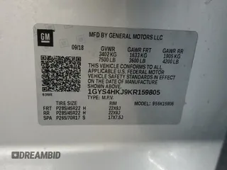 2019 Cadillac Escalade ESV Luxury with VIN 1GYS4HKJ9KR159805, listed as a Copart auction lot 54040405 with 89,302 mi miles and Salvage title. Bid and sale history available at DreamBid. Image 14.