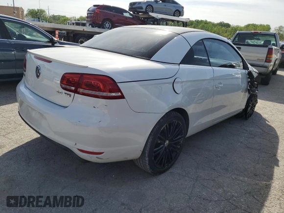 2013 Volkswagen Eos Komfort with VIN WVWBW8AH4DV001851, listed as a Copart auction lot 52132944 with 81,948 mi miles and Salvage Title. Bid and sale history available at DreamBid. Image 3.