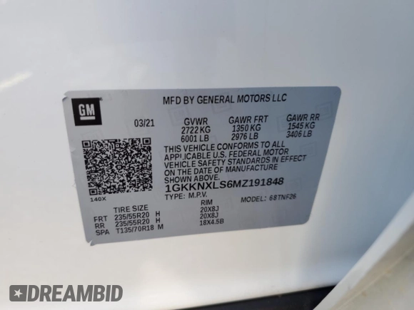 2021 GMC Acadia Denali с VIN 1GKKNXLS6MZ191848, выставлен на аукционе Copart как лот 73706404 с пробегом 62 949 миль миль и Чистый • Clean title. История ставок и продаж доступна на DreamBid. Изображение 14.
