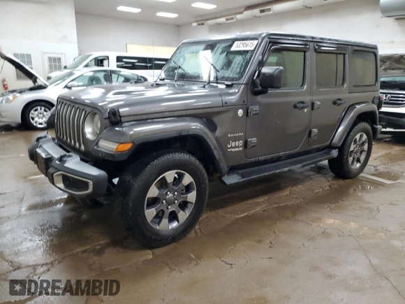2019 Jeep Wrangler Unlimited Sahara with VIN 1C4HJXEG1KW541377, listed as a Copart auction lot 53295615 with 91,255 mi miles and Clean title. Bid and sale history available at DreamBid. Image 1.