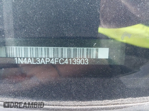 2015 Nissan Altima 2.5 SV with VIN 1N4AL3AP4FC413903, listed as a IAAI auction lot 41821116 with 291,006 mi miles. Bid and sale history available at carsss.com. Image 9.