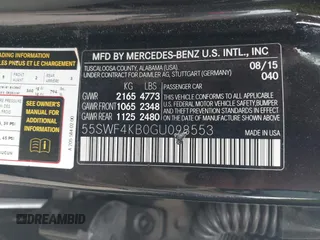 2016 Mercedes-Benz C 300 Luxury with VIN 55SWF4KB0GU098553, listed as a IAAI auction lot 42344188 with 167,970 mi miles and . Bid and sale history available at DreamBid. Image 9.