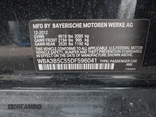 2013 BMW 3 Series 328i xDrive z VIN WBA3B5C55DF596041, wystawiony jako IAAI lot #42348070 z przebiegiem Nie podano mil oraz . Historia ofert i sprzedaży dostępna na DreamBid. Obrazek 9.