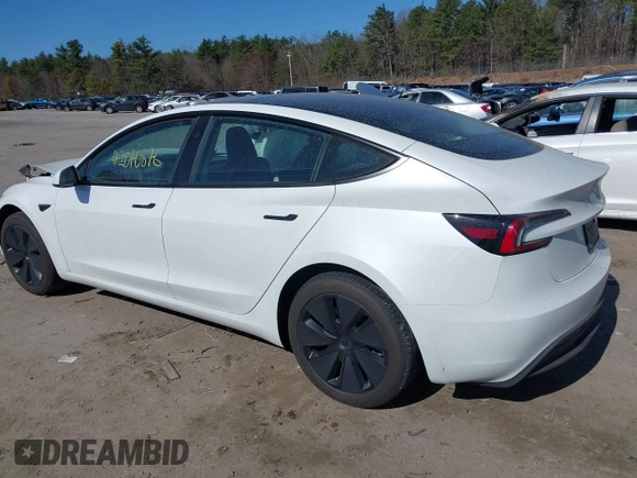 2025 Tesla Model 3 Long Range with VIN 5YJ3E1EA7SF923943, listed as a IAAI auction lot 42040876 with 1,547 mi miles and . Bid and sale history available at DreamBid. Image 3.