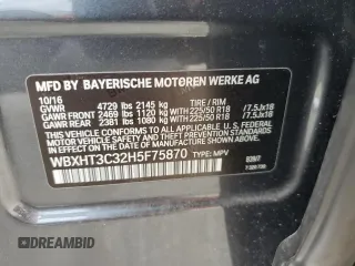 2017 BMW X1 xDrive28i with VIN WBXHT3C32H5F75870, listed as a Copart auction lot 64420385 with 158,640 mi miles and Clean title. Bid and sale history available at DreamBid. Image 13.