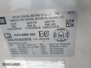 2012 Chevrolet Equinox LT w/2LT with VIN 2GNALPEK4C6108185, listed as a IAAI auction lot 41702254 with 176,517 mi miles. Bid and sale history available at carsss.com. Image 9.