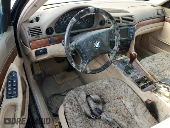 2001 BMW 7 Series 740iL with VIN WBAGH834X1DP25164, listed as a Copart auction lot 77939404 with 0 mi miles and Non Repairable. Bid and sale history available at carsss.com. Image 8.