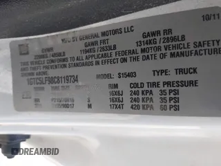 2012 GMC Canyon Work Truck with VIN 1GTC5LF98C8119734, listed as a IAAI auction lot 41749458 with 195,259 mi miles. Bid and sale history available at carsss.com. Image 9.