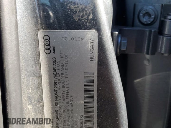2018 Audi A3 Sedan Premium Plus with VIN WAUJ8GFF0J1030173, listed as a Copart auction lot 58265454 with 85,404 mi miles and Salvage Title. Bid and sale history available at carsss.com. Image 12.