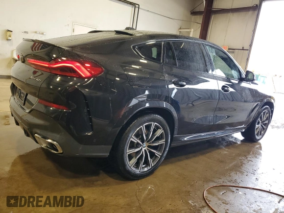 2025 BMW X6 xDrive40i with VIN 5UX33EX00S9W90983, listed as a Copart auction lot 46921935 with 25,566 mi miles and Clean Title. Bid and sale history available at carsss.com. Image 3.