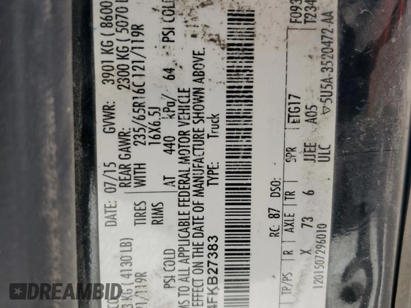 2015 Ford Transit Cargo with VIN 1FTNE1YM4FKB27383, listed as a Copart auction lot 80153074 with 228,321 mi miles and Salvage title. Bid and sale history available at DreamBid. Image 15.