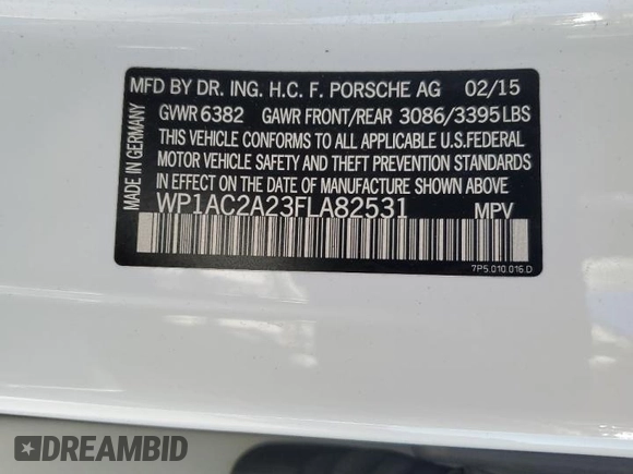 2015 Porsche Cayenne Turbo z VIN WP1AC2A23FLA82531, wystawiony jako Copart lot #79864874 z przebiegiem 74 051 mil mil oraz Szkoda całkowita • Salvage title. Historia ofert i sprzedaży dostępna na DreamBid. Obrazek 15.