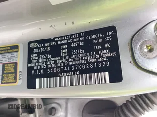 2019 Kia Optima LX z VIN 5XXGT4L37KG281329, wystawiony jako IAAI lot #42434855 z przebiegiem 113 448 mil mil oraz . Historia ofert i sprzedaży dostępna na DreamBid. Obrazek 9.