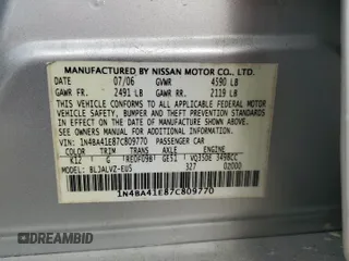 2007 Nissan Maxima SE with VIN 1N4BA41E87C809770, listed as a Copart auction lot 51234415 with 171,885 mi miles and Salvage title. Bid and sale history available at DreamBid. Image 14.