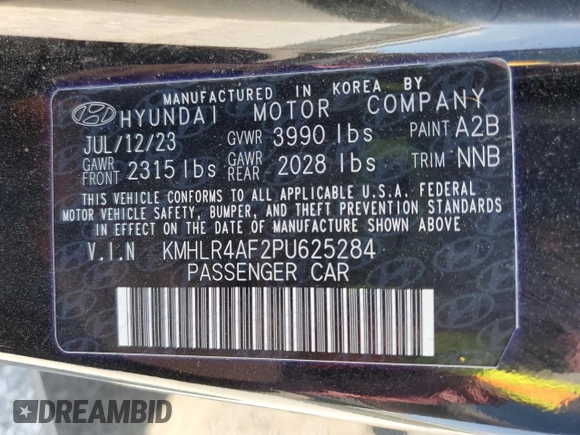 2023 Hyundai Elantra N Line z VIN KMHLR4AF2PU625284, wystawiony jako Copart lot #52018055 z przebiegiem 22 024 mil mil oraz Szkoda całkowita • Salvage title. Historia ofert i sprzedaży dostępna na DreamBid. Obrazek 13.