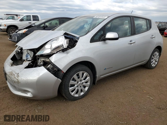 2016 Nissan LEAF S with VIN 1N4BZ0CP6GC313575, listed as a Copart auction lot 58181543 with 0 mi miles. Bid and sale history available at carsss.com. Image 1.