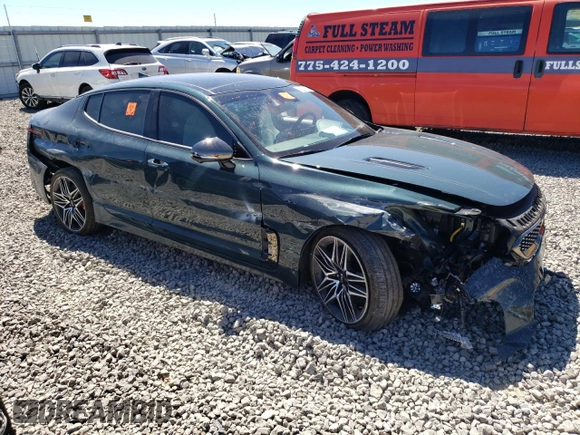 2023 Kia Stinger GT2 with VIN KNAE55LC0P6135476, listed as a Copart auction lot 66336024 with 0 mi miles and Salvage Title. Bid and sale history available at carsss.com. Image 4.