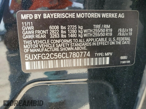 2012 BMW X6 35i z VIN 5UXFG2C56CL780774, wystawiony jako Copart lot #55003335 z przebiegiem 227 097 mil mil oraz Czysty tytuł • Clean title. Historia ofert i sprzedaży dostępna na DreamBid. Obrazek 13.