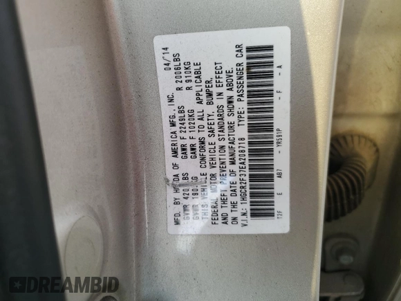 2014 Honda Accord Sedan LX with VIN 1HGCR2F37EA208718, listed as a Copart auction lot 50416855 with 143,392 mi miles and Clean Title. Bid and sale history available at carsss.com. Image 15.