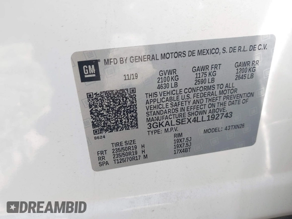 2020 GMC Terrain Denali with VIN 3GKALSEX4LL192743, listed as a IAAI auction lot 41223599 with 24,573 mi miles and . Bid and sale history available at DreamBid. Image 9.