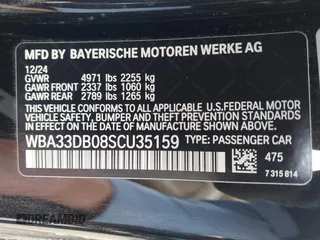 2025 BMW 4 Series 430i z VIN WBA33DB08SCU35159, wystawiony jako IAAI lot #42019631 z przebiegiem 895 mil mil oraz . Historia ofert i sprzedaży dostępna na DreamBid. Obrazek 9.