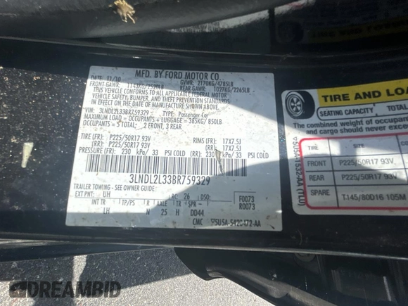 2011 Lincoln MKZ Hybrid z VIN 3LNDL2L33BR759329, wystawiony jako Copart lot #60902525 z przebiegiem 131 927 mil mil oraz Czysty tytuł • Clean title. Historia ofert i sprzedaży dostępna na DreamBid. Obrazek 10.