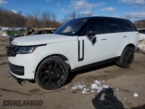 2023 Land Rover Range Rover SE z VIN SALKP9E72PA031813, wystawiony jako Copart lot #45151005 z przebiegiem Nie podano mil oraz Szkoda całkowita • Salvage title. Historia ofert i sprzedaży dostępna na DreamBid. Obrazek 1.