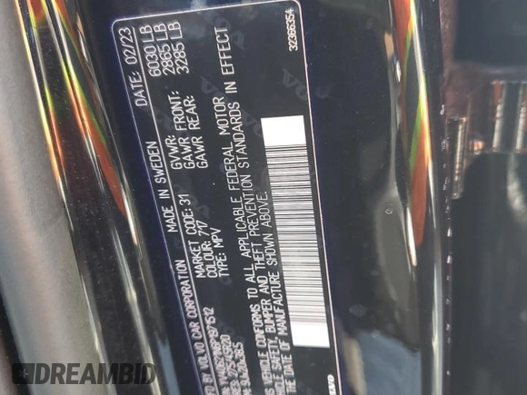 2023 Volvo XC90 Plus with VIN YV40621N6P1971512, listed as a Copart auction lot 42504185 with 21,461 mi miles and Salvage title. Bid and sale history available at DreamBid. Image 13.