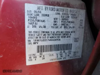 2004 Ford Escape XLT with VIN 1FMYU03174KA26936, listed as a Copart auction lot 41779375 with 334,806 mi miles and Salvage Title. Bid and sale history available at carsss.com. Image 15.