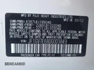 2013 Subaru WRX WRX with VIN JF1GV7E68DG003849, listed as a Copart auction lot 83584974 with 125,069 mi miles and Salvage title. Bid and sale history available at DreamBid. Image 13.