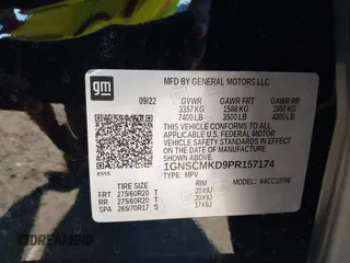 2023 Chevrolet Tahoe LS с VIN 1GNSCMKD9PR157174, выставлен на аукционе IAAI как лот 40299056 с пробегом 25 588 миль миль и . История ставок и продаж доступна на DreamBid. Изображение 9.