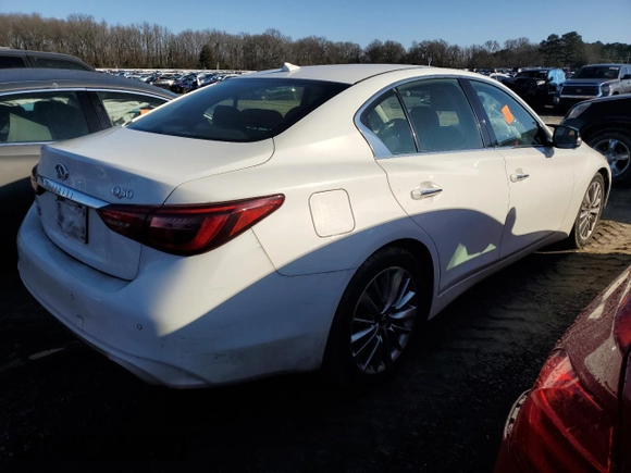 2021 Infiniti Q50 Luxe with VIN JN1EV7BP9MM705892, listed as a Copart auction lot 58545575 with Not provided miles and Salvage title. Bid and sale history available at DreamBid. Image 3.