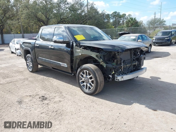 2024 Toyota Tundra 1794 Edition with VIN 5TFMA5DB2RX173868, listed as a IAAI auction lot 41149470 with 11,391 mi miles and . Bid and sale history available at DreamBid. Image 1.