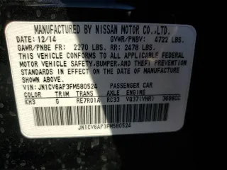 2015 Infiniti Q40 with VIN JN1CV6AP3FM580524, listed as a Copart auction lot 70959004 with 156,350 mi miles and Salvage Title. Bid and sale history available at carsss.com. Image 12.