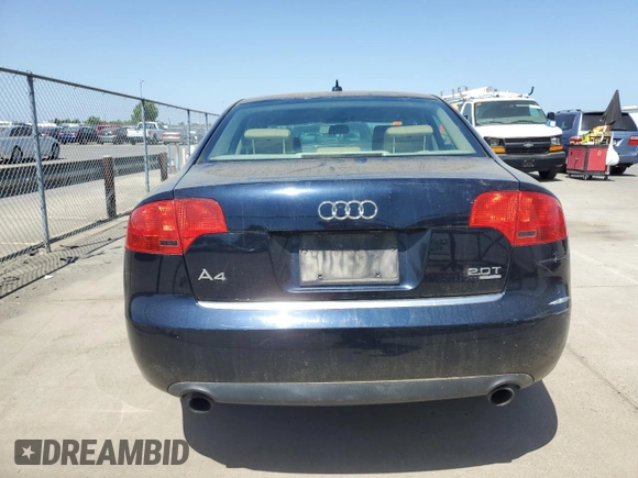 2007 Audi A4 2.0T with VIN WAUDF78E47A060521, listed as a Copart auction lot 54453505 with 173,988 mi miles and Clean title. Bid and sale history available at DreamBid. Image 6.