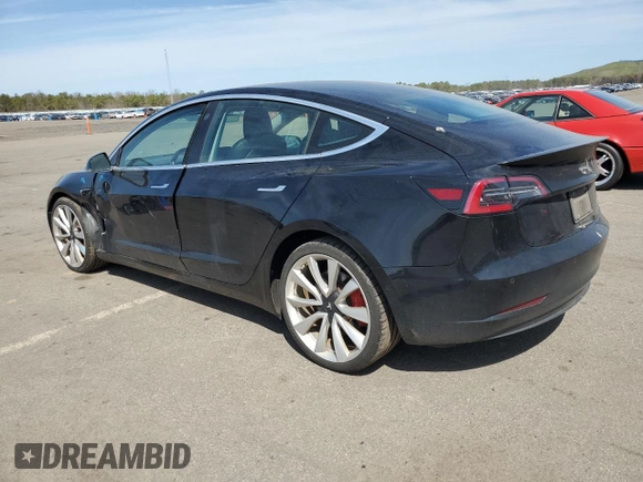 2019 Tesla Model 3 Long Range with VIN 5YJ3E1EB6KF392727, listed as a Copart auction lot 53343735 with 55,196 mi miles and Salvage Title. Bid and sale history available at DreamBid. Image 2.