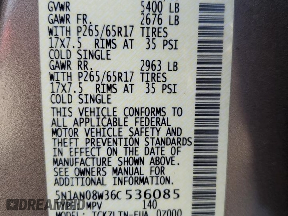 2006 Nissan Xterra S с VIN 5N1AN08W36C536085, выставлен на аукционе Copart как лот 49095425 с пробегом 115 879 миль миль и Списание • Salvage title. История ставок и продаж доступна на DreamBid. Изображение 13.