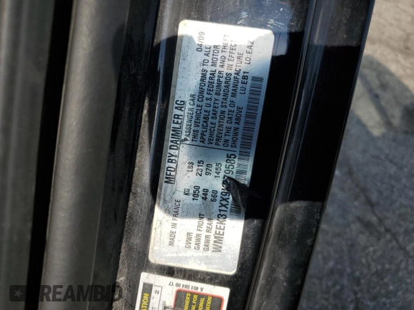 2009 Smart fortwo Passion with VIN WMEEK31XX9K279585, listed as a Copart auction lot 64770805 with Not provided miles and Salvage title. Bid and sale history available at DreamBid. Image 12.
