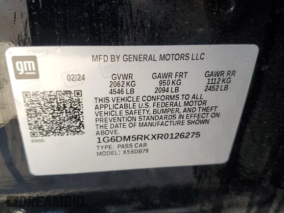2024 Cadillac CT5 Luxury z VIN 1G6DM5RKXR0126275, wystawiony jako Copart lot #82245284 z przebiegiem 1 332 mil mil oraz Szkoda całkowita • Salvage title. Historia ofert i sprzedaży dostępna na DreamBid. Obrazek 12.